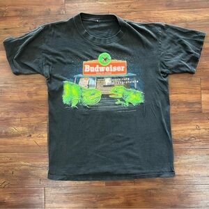 Vintage 90s Single Stitch Budweiser Chameleons Black Faded T-shirt